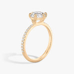 Load image into Gallery viewer, Round Cut - Pave Band - 6 Prong Classic Ring - 14 K Gold