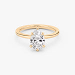 Load image into Gallery viewer, Pear Cut - Plain Band - 6 Prong Classic Ring - 18 K Gold