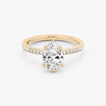 Load image into Gallery viewer, Pear Cut - Pave Band - 6 Prong Classic Ring - 18 K Gold