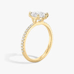 Load image into Gallery viewer, Pear Cut - Pave Band - 6 Prong Classic Ring - 18 K Gold
