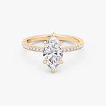 Load image into Gallery viewer, Marquise Cut - Pave Band - 6 Prong Classic Ring - 18 K Gold
