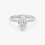 Load image into Gallery viewer, Marquise Cut - Pave Band - 6 Prong Classic Ring - 14 K Gold