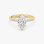 Load image into Gallery viewer, Marquise Cut - Pave Band - 6 Prong Classic Ring - 18 K Gold