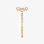 Load image into Gallery viewer, Emerald Cut - Pave Band - 6 Prong Classic Ring - 18 K Gold