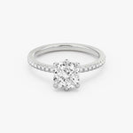 Load image into Gallery viewer, Cushion Cut - Pave Band - 6 Prong Classic Ring - 14 K Gold