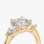 Load image into Gallery viewer, Cushion Cut - Plain Band - Three Stone Ring - 0.25 Ct Side Stone each - 14 K Gold