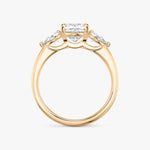 Load image into Gallery viewer, Cushion Cut - Plain Band - Three Stone Ring - 0.25 Ct Side Stone each - 14 K Gold