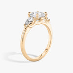 Load image into Gallery viewer, Cushion Cut - Plain Band - Three Stone Ring - 0.25 Ct Side Stone each - 14 K Gold