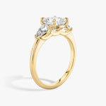 Load image into Gallery viewer, Cushion Cut - Plain Band - Three Stone Ring - 0.25 Ct Side Stone each - 14 K Gold