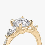 Load image into Gallery viewer, Cushion Cut - Pave Band - Three Stone Ring - 0.25 Ct Side Stone each - 18 K Gold