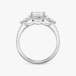 Load image into Gallery viewer, Cushion Cut - Pave Band - Three Stone Ring - 0.25 Ct Side Stone each - 18 K Gold