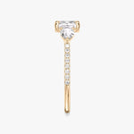 Load image into Gallery viewer, Cushion Cut - Pave Band - Three Stone Ring - 0.25 Ct Side Stone each - 18 K Gold