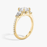 Load image into Gallery viewer, Cushion Cut - Pave Band - Three Stone Ring - 0.25 Ct Side Stone each - 18 K Gold