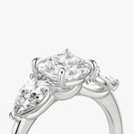 Load image into Gallery viewer, Cushion Cut - Plain Band - Three Stone Ring - 0.5 Ct Side Stone each - 14 K Gold