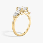 Load image into Gallery viewer, Cushion Cut - Plain Band - Three Stone Ring - 0.5 Ct Side Stone each - 14 K Gold