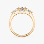 Load image into Gallery viewer, Emerald Cut - Plain Band - Three Stone Ring - 0.25 Ct Side Stone each - 18 K Gold