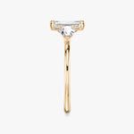 Load image into Gallery viewer, Emerald Cut - Plain Band - Three Stone Ring - 0.25 Ct Side Stone each - 14 K Gold