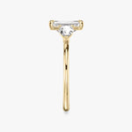 Load image into Gallery viewer, Emerald Cut - Plain Band - Three Stone Ring - 0.25 Ct Side Stone each - 18 K Gold