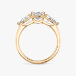 Load image into Gallery viewer, Emerald Cut - Plain Band - Three Stone Ring- 0.5 Ct Side Stone each - 14 K Gold