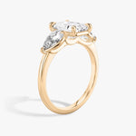 Load image into Gallery viewer, Emerald Cut - Plain Band - Three Stone Ring- 0.5 Ct Side Stone each - 14 K Gold
