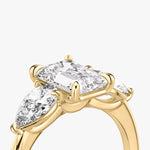 Load image into Gallery viewer, Emerald Cut - Plain Band - Three Stone Ring- 0.5 Ct Side Stone each - 14 K Gold