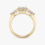Load image into Gallery viewer, Emerald Cut - Plain Band - Three Stone Ring- 0.5 Ct Side Stone each - 18 K Gold