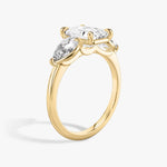 Load image into Gallery viewer, Emerald Cut - Plain Band - Three Stone Ring- 0.5 Ct Side Stone each - 14 K Gold