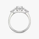 Load image into Gallery viewer, Oval Cut - Pave Band - Three Stone Ring - 0.25 Ct Side Stone each - 18 K Gold