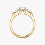 Load image into Gallery viewer, Oval Cut - Pave Band - Three Stone Ring - 0.25 Ct Side Stone each - 14 K Gold
