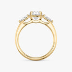 Load image into Gallery viewer, Oval Cut - Plain Band - Three Stone Ring - 0.25 Ct Side Stone each - 18 K Gold