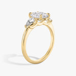 Load image into Gallery viewer, Oval Cut - Plain Band - Three Stone Ring - 0.25 Ct Side Stone each - 14 K Gold