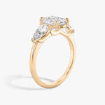 Load image into Gallery viewer, Oval Cut - Plain Band - Three Stone Ring- 0.5 Ct Side Stone each - 18 K Gold