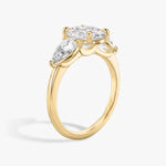Load image into Gallery viewer, Oval Cut - Plain Band - Three Stone Ring- 0.5 Ct Side Stone each - 18 K Gold