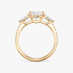 Load image into Gallery viewer, Pear Cut - Pave Band - Three Stone Ring - 0.25 Ct Side Stone each - 14 K Gold