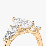 Load image into Gallery viewer, Pear Cut - Plain Band - Three Stone Ring- 0.5 Ct Side Stone each - 14 K Gold