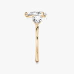 Load image into Gallery viewer, Pear Cut - Plain Band - Three Stone Ring- 0.5 Ct Side Stone each - 18 K Gold