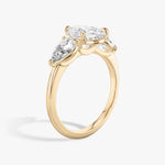 Load image into Gallery viewer, Pear Cut - Plain Band - Three Stone Ring- 0.5 Ct Side Stone each - 14 K Gold