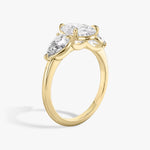 Load image into Gallery viewer, Pear Cut - Plain Band - Three Stone Ring- 0.5 Ct Side Stone each - 14 K Gold