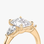 Load image into Gallery viewer, Radiant Cut - Plain Band - Three Stone Ring - 0.25 Ct Side Stone each - 14 K Gold