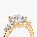 Load image into Gallery viewer, Round Cut - Plain Band - Three Stone Ring - 0.25 Ct Side Stone each - 14 K Gold