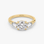 Load image into Gallery viewer, Round Cut - Plain Band - Three Stone Ring- 0.5 Ct Side Stone each