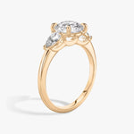 Load image into Gallery viewer, Round Cut - Plain Band - Three Stone Ring- 0.5 Ct Side Stone each - 14 K Gold