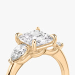 Load image into Gallery viewer, Princess Cut - Plain Band - Three Stone Ring - 0.25 Ct Side Stone each - 14 K Gold