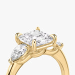 Load image into Gallery viewer, Princess Cut - Plain Band - Three Stone Ring - 0.25 Ct Side Stone each - 18 K Gold