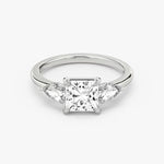 Load image into Gallery viewer, Princess Cut - Plain Band - Three Stone Ring - 0.25 Ct Side Stone each - 18 K Gold