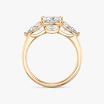 Load image into Gallery viewer, Princess Cut - Plain Band - Three Stone Ring- 0.5 Ct Side Stone each - 18 K Gold