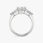 Load image into Gallery viewer, Princess Cut - Plain Band - Three Stone Ring- 0.5 Ct Side Stone each - 14 K Gold