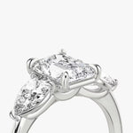 Load image into Gallery viewer, Radiant Cut - Plain Band - Three Stone Ring- 0.5 Ct Side Stone each - 18 K Gold