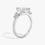 Load image into Gallery viewer, Radiant Cut - Plain Band - Three Stone Ring- 0.5 Ct Side Stone each - 14 K Gold