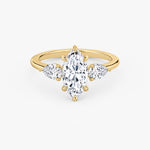 Load image into Gallery viewer, Marquise Cut - Plain Band - Three Stone Ring - 0.25 Ct Side Stone each - 14 K Gold